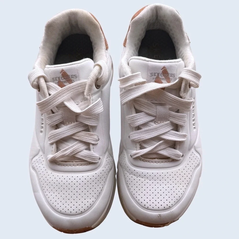 Skechers Uno Sneakers Kids Size 11 White Rose Gold Good Air Cooled 310545L
